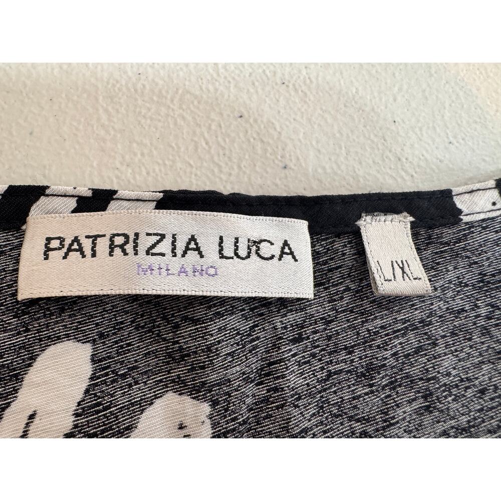 Patrizia Luca Milano balloon midi dress cap sleeve scoop neck black white L/XL - Picture 5 of 6